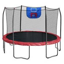 12FT Red Trampoline with Safety Enclosure and Hoop